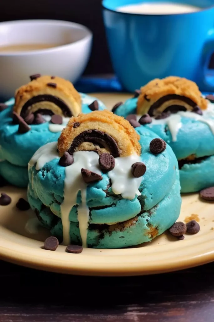 Cookie Monster Cinnamon Rolls 