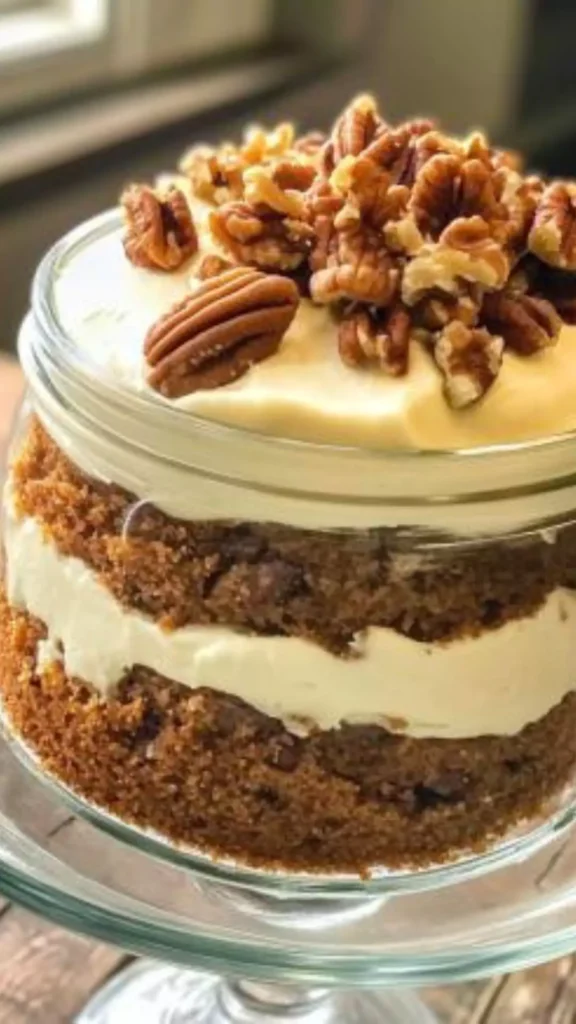 Carrot cake with pecans or walnuts
