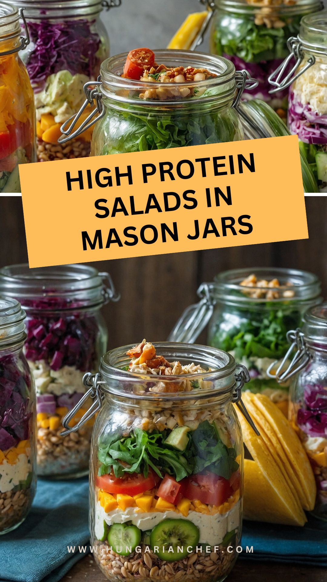 High Protein Salads in Mason Jars High Protein Salads in Mason Jars