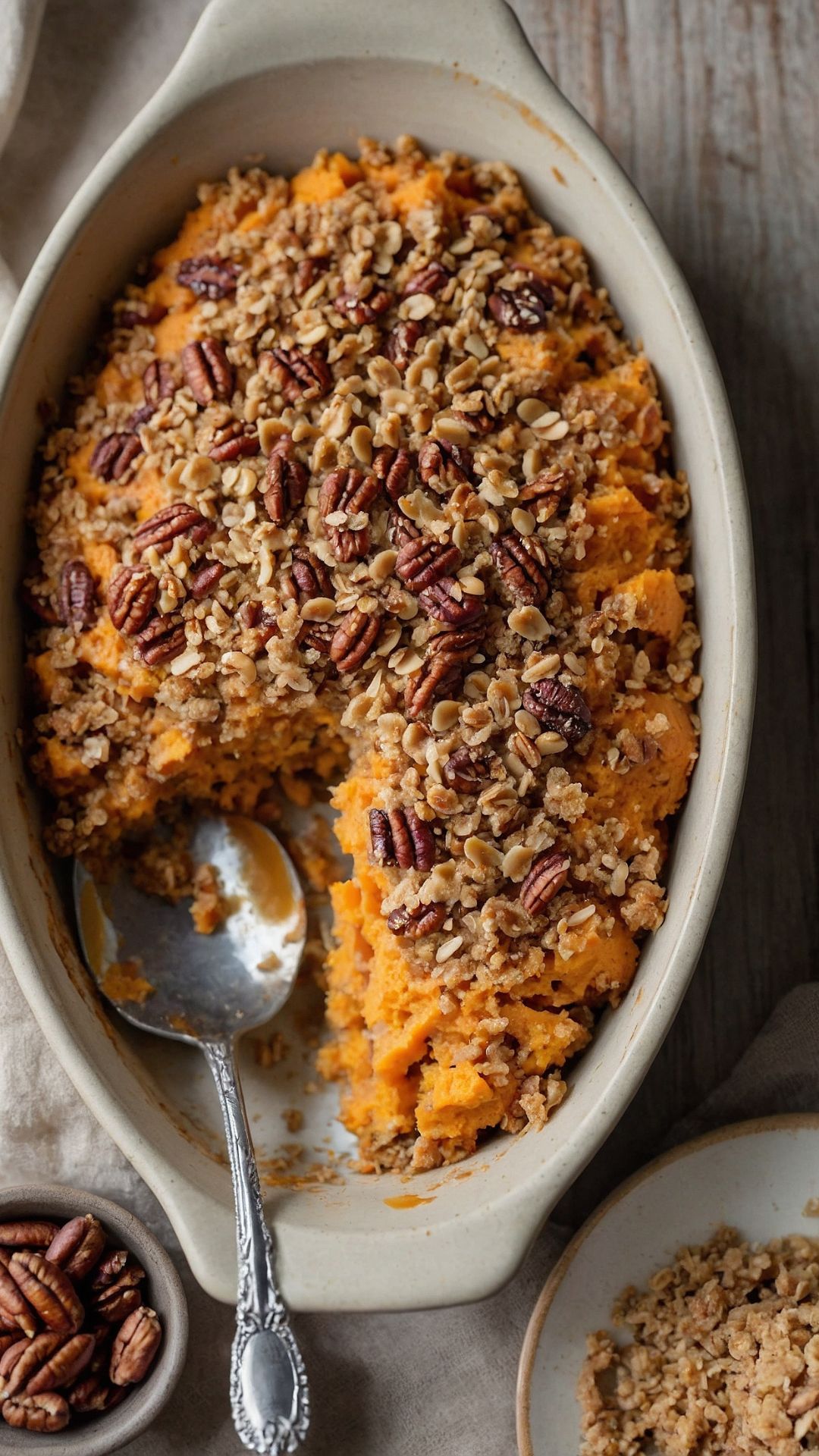 how to make lightened sweet potato casserole pecan oat streusel how to make lightened sweet potato casserole pecan oat streusel