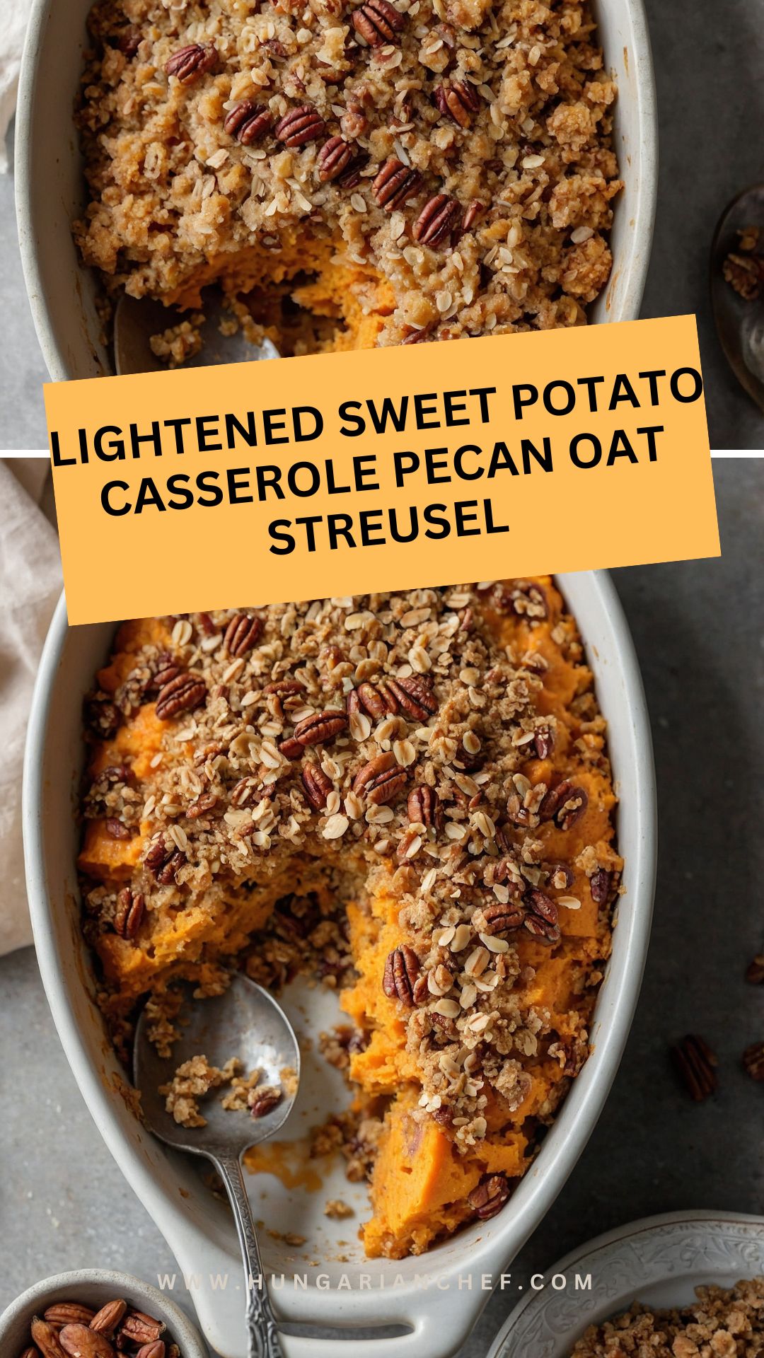 lightened sweet potato casserole pecan oat streusel
