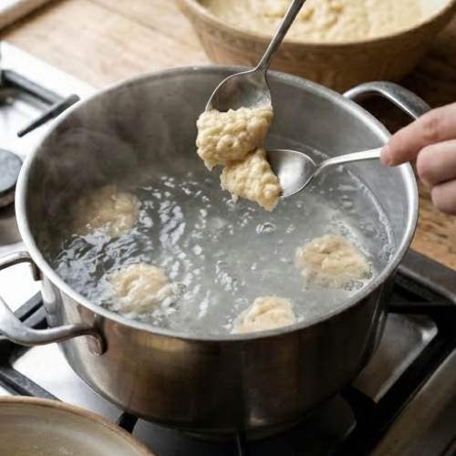Step 6: Drop the Dough into Boiling Water Step 6: Drop the Dough into Boiling Water
