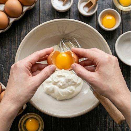 Step 3: Mix the Sour Cream and Egg Yolk