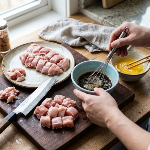 Step 2: Prep the Chicken, Sauce, and Egg